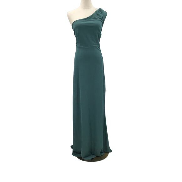 BIRDY GREY 1X Plus Green Sea Glass One-Shoulder Crepe Kira Maxi Dress 0b15 flaw - Picture 3 of 11